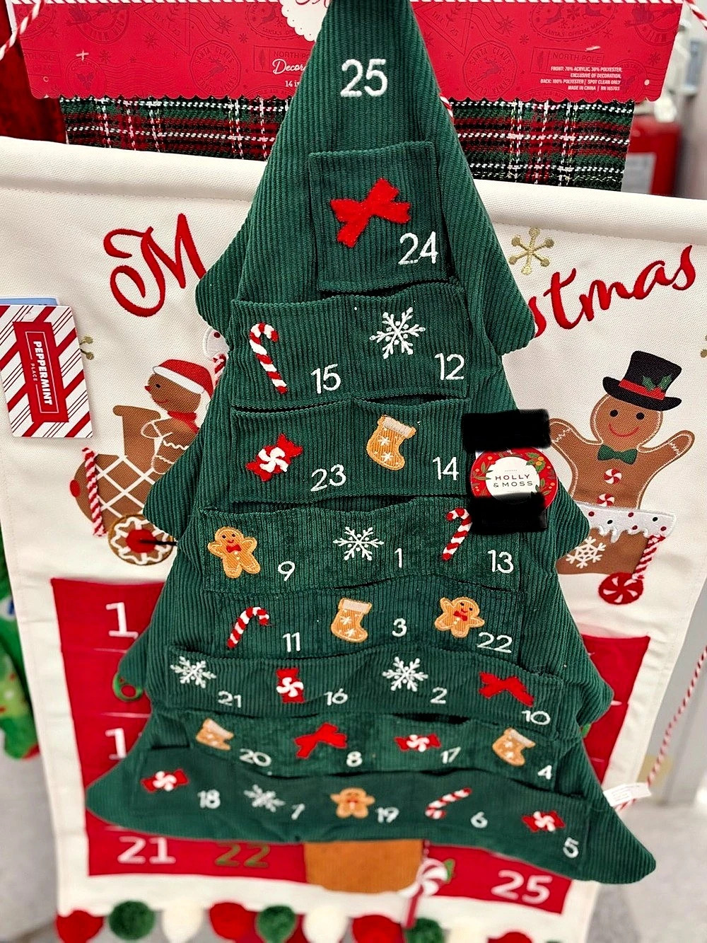 Holly & Moss Christmas Tree Pocket Advent Calendar Decor